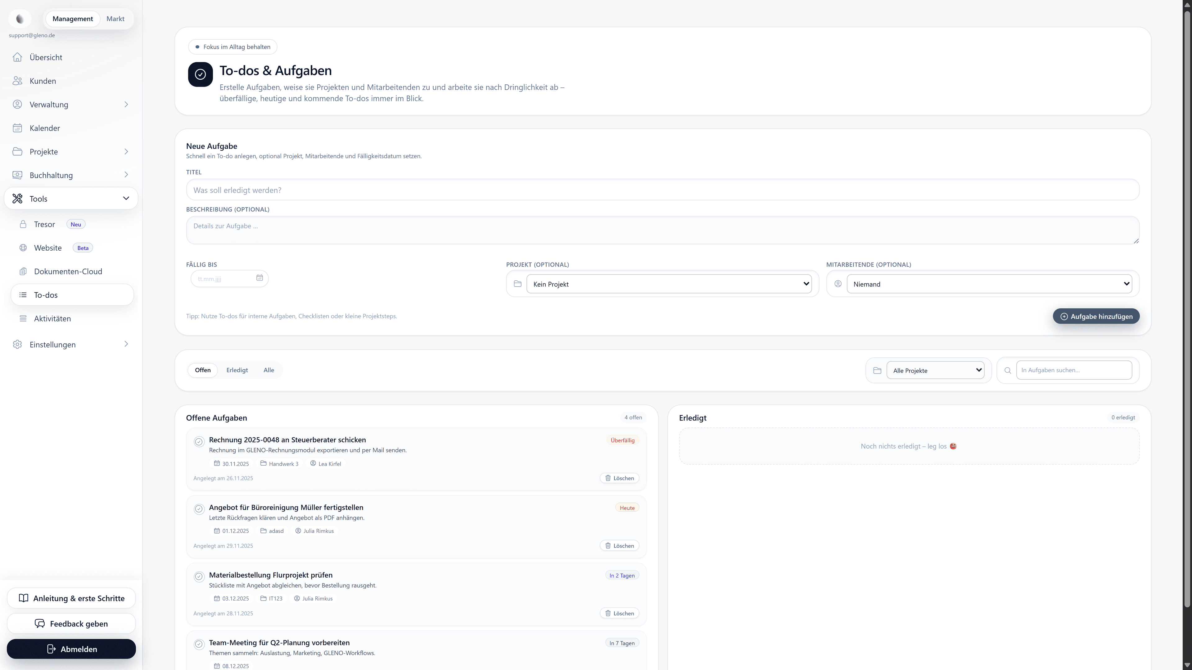 GLENO – To-do-Liste (vergrößert)